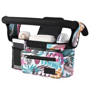Universal Stroller Organizer w/ Insulated Cup Holder Phone Bag & Shoulder Strap